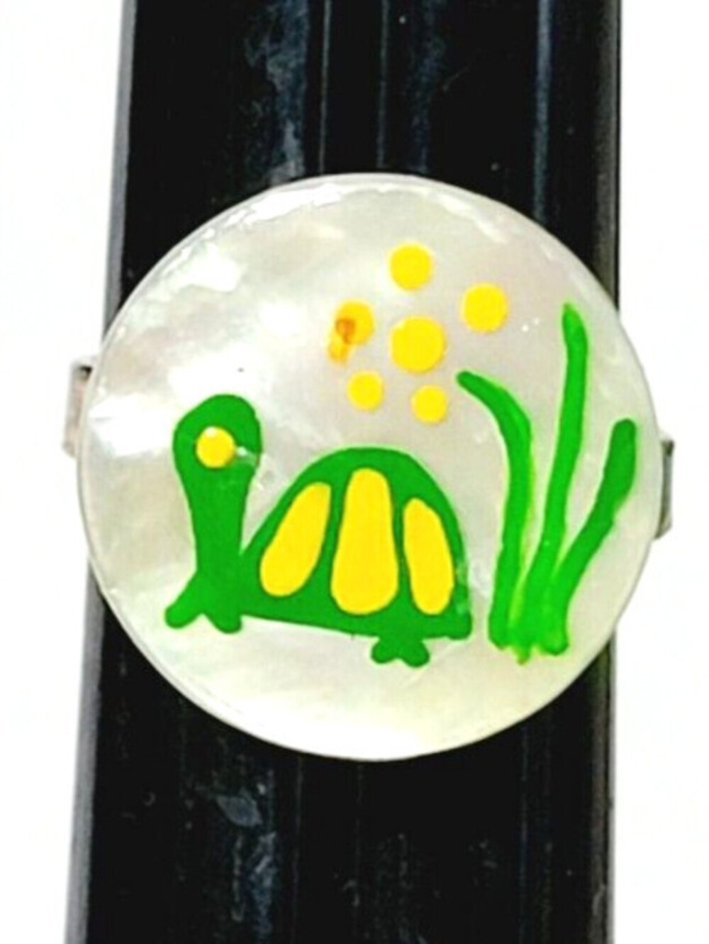 1970s Turtle Adjustable Ring Vintage Mother of‎ Pearl MOP Copper-tone  r-72